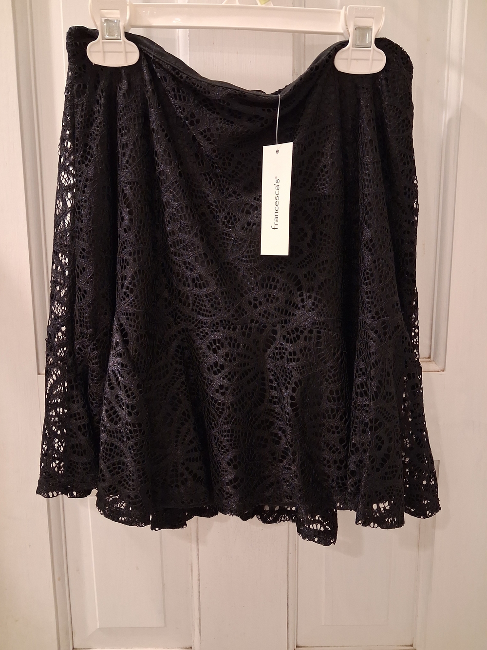 Francesca's Collections Black Crochet Circle Skirt